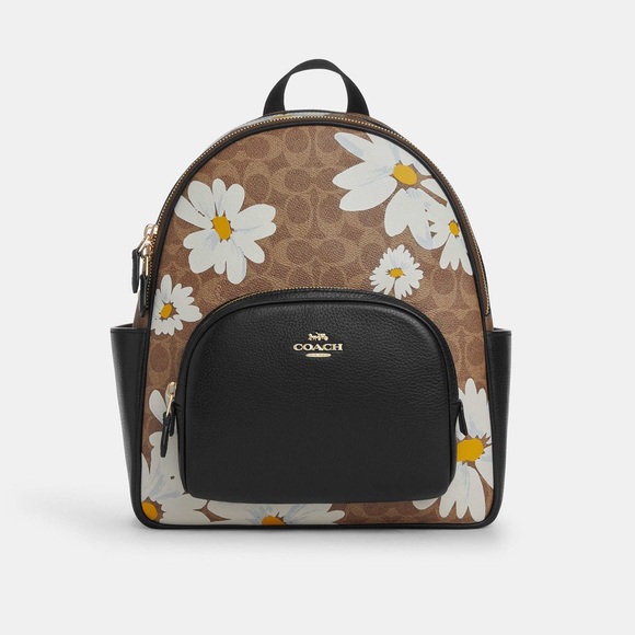 Coach Court Backpack In Signature Canvas With Floral Print - Picture 1 of 13